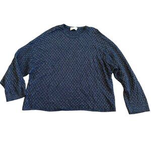 Babaton 1-01 Pullover Sweater Navy Silver Metallic Stretch Size Medium NWOT